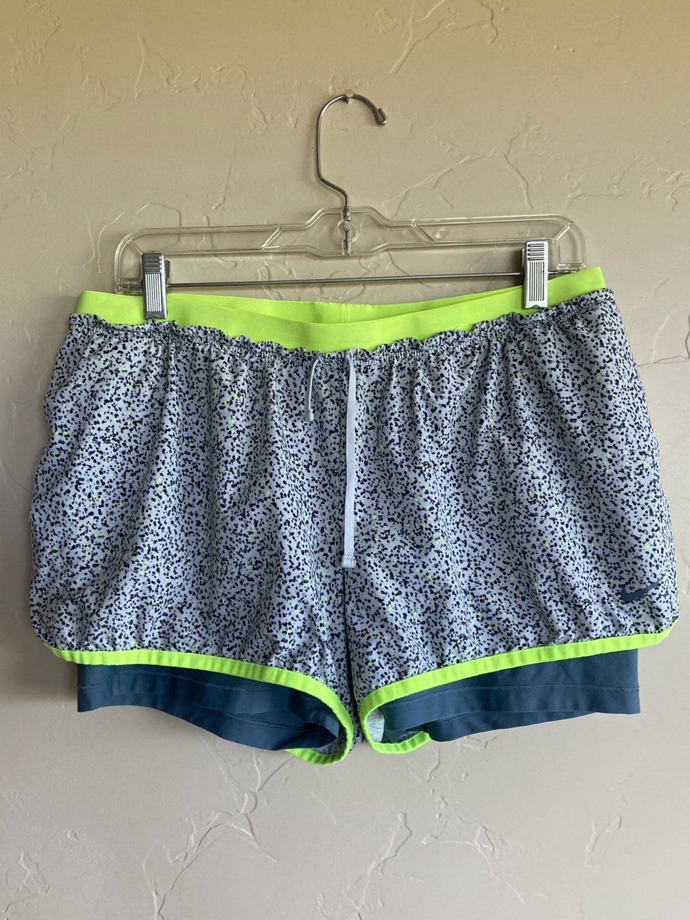 Y2K Nike Lined Running Shorts Neon Split Leg Size L